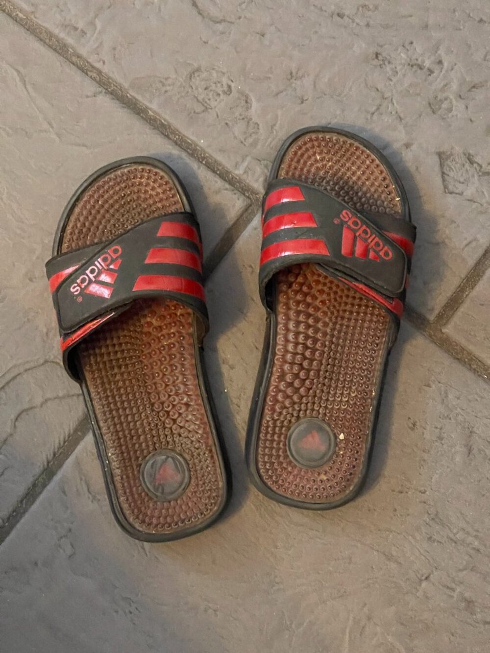 Adidas Red & Black Athletic Slide Sandals